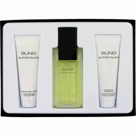 Alfred Sung 3 Pcs Set For Women: 3.4 Eau De Toilette Spray + 2.5 Body Lotion + 2.5 Shower Gel