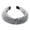 Wide Cross Headband Chiffon Polka Dot Hair Accessories Cloth Turban Headband for Women,Grey Blue