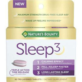 Nature's Bounty Sleep3 Melatonin, Maximum Strength Drug Free Sleep Aid, Tri