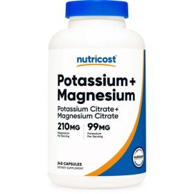 Nutricost Potassium (99 mg) Magnesium (210 mg) Citrates, 240 Capsules