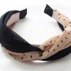 Wide Cross Headband Chiffon Polka Dot Hair Accessories Cloth Turban Headband for Women,Black Beige