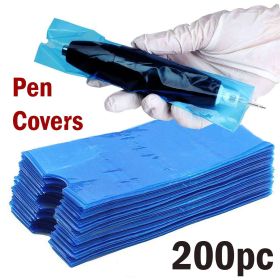 200PCS Disposable Tattoo Machine Pen Clip Cord Sleeves Supply Cover Plastic Bags (Color: Blue)