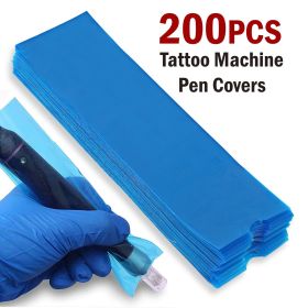 Tattoo Pen Covers 200PCS Machine Pen Sleeves Plastic Bag Covers For Machine Pen (Color: Blue)